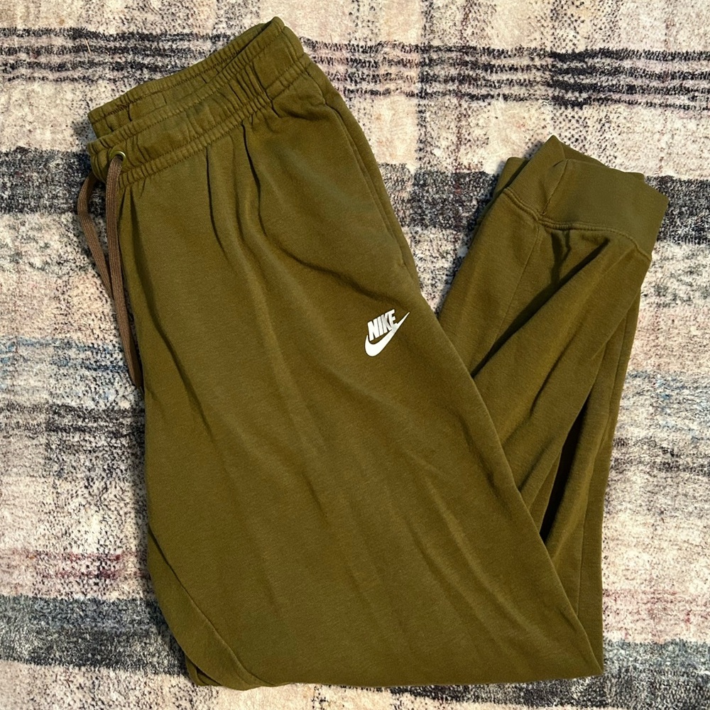 Vintage Y2K Nike Joggers Lounge Pants Olive Green Comfy Soft Logo Retro Cotton